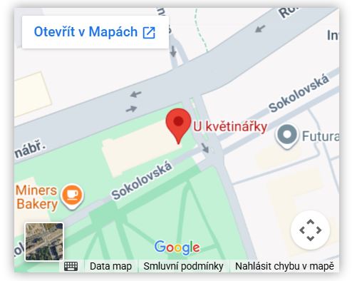 Mapa umístění květinářství U Květinářky